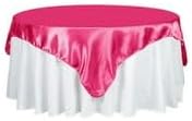 Efavormart Pack of 5 | 72" Satin Square Tablecloth Overlay for Wedding Catering Party Table Decorations Fushia Square Tablecloth Cover
