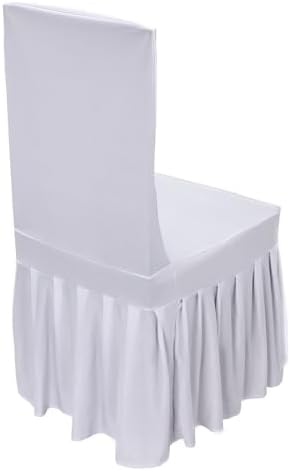 Chair Covers, 30 Pieces White Stretch Chair Cover with Ruffled Skirt, Soft Polyester Spandex Stretch Chair Slipcovers, Wedding Long Stretch Spandex Dining Chair for Party, Wedding, Holidays - Image 7