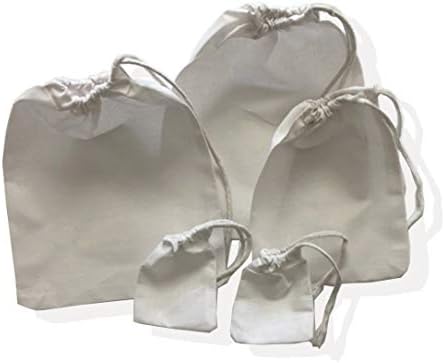 3x4 inches Color Full Cotton Bags, Reusable And Biodegradable Produce Muslin Drawstring Bags Available in Different Sizes (White)- 25 Bags - Image 3