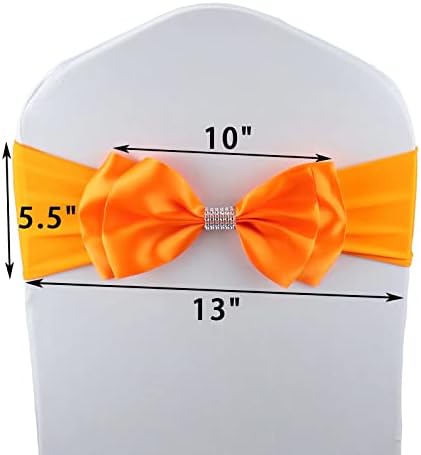 50 PCS Double Bows Stretch Chair Sashes, for Wedding Party Chair Cover Decoration, Spandex Stretch Chairs Bands (Pack of 50 Orange) - Image 6
