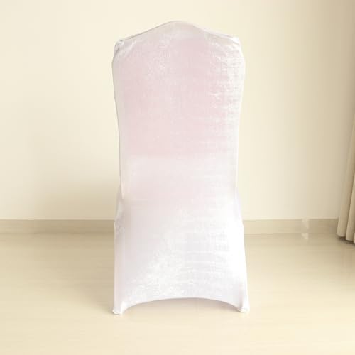 30 80 100Pieces White Wedding Chair Covers Stretch Polyester Spandex for Wedding Party Banquet Seat Covers (Shiny Silver, 4PCS) - Image 6