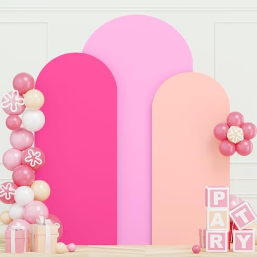 Color Mixing Wedding Arch Cover Set of 3 Pink Arch Covers Stretchy Backdrop Set of 3 6FT 6.6FT 7.2FT Double Sided Spandex Arch Backdrop Cover for Birthday Party Ceremony Decoration - Image 6