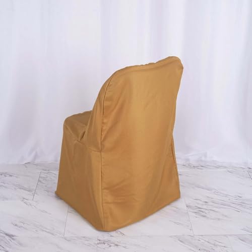 Efavormart 100PCS Round Top Gold Polyester Banquet Chair Covers Linen Dinning Chair slipcover for Wedding Party Event Catering - Image 7