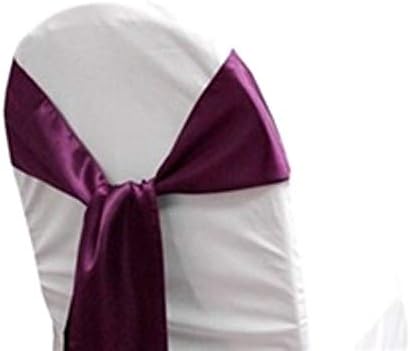 MDS Set of 50 Satin Chair Sashes Bows for Wedding Reception Event Banquets Chair Decoration, Restaurant Dinning Chair Cover Wider Sash Ribbon Tie Back Bulk Party Supplies - Eggplant by MDS