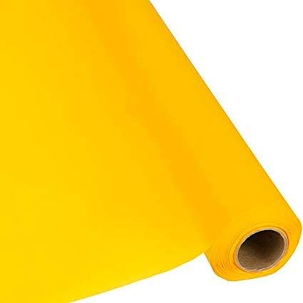 Plastic Party Table Cover Roll - 300 ft. x 40 in. - Disposable Banquet Tablecloth (Harvest Yellow Roll) - Image 2