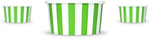 UNIQ 6 oz 1000 Pack Green Striped Ice Cream Cups | Disposable Leak Resistant Paper Dessert Cups for Ice Cream, Frozen Yogurt, Gelato, Soup & Snacks | Takeout Cups for Parties, Catering & Business - Image 4