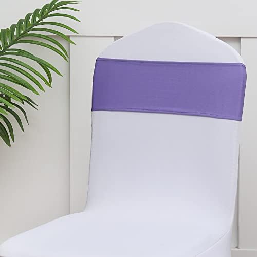 Lavender Chair Sashes 50 Pack, Lavender Chair Bands for Wedding Party Birthday Decor, Spandex Chairs Bows for Folding Chairs - Image 6