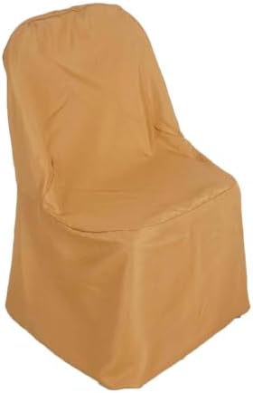 Efavormart 10 Pack Gold Polyester Folding Chair Covers for Party Dining Chairs Reusable Stain Resistant Wedding Chair Slipcovers - Image 7