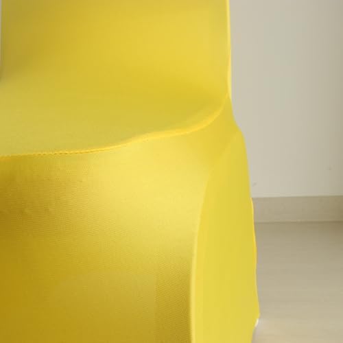 30 80 100Pieces White Wedding Chair Covers Stretch Polyester Spandex for Wedding Party Banquet Seat Covers (Yellow, 10PCS) - Image 6