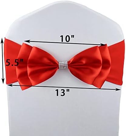 20 PCS Double Bows Stretch Chair Sashes, for Wedding Party Chair Cover Decoration, Spandex Stretch Chairs Bands (Pack of 20 Red) - Image 6