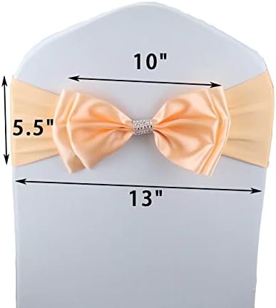 6 PCS Double Bows Stretch Chair Sashes, for Wedding Party Chair Cover Decoration, Spandex Stretch Chairs Bands (Pack of 6 Champagne Pink) - Image 6