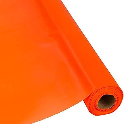 Plastic Party Table Cover Roll - Disposable Banquet Tablecloth (Orange) 40" x 300' - Image 2
