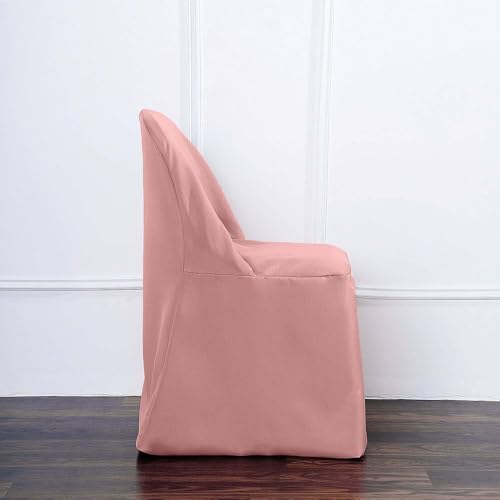 Efavormart 1 Set Dusty Rose Polyester Folding Chair Covers for Dining Chairs Party Wedding Banquet Outdoor Event Catering Slipcovers - Image 7