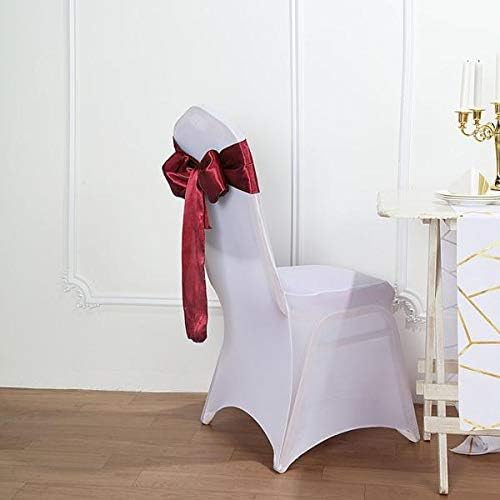 Balsa Circle 100 Burgundy Satin Chair Sashes Bows Ties for Wedding Decorations Party Supplies Events Chair Covers Decor Banquet Reception - Image 6