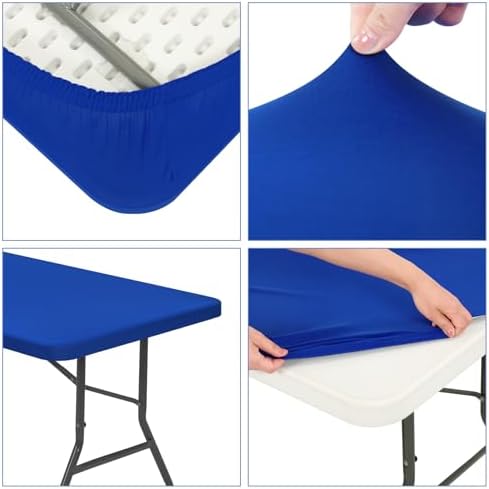 6 Pack Stretch Table Top Cap Cover, Royal Blue, 30" x 96" - Image 6