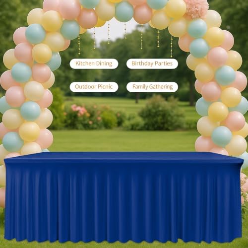 Deep Dream 2 Pack Royal Blue 8ft Spandex Tablecloth, Fitted Stretch Table Cover for 8 Foot Rectangle Tables 30x96 Inch, Wrinkle Free 8FT Tablecloth Table Skirt for Party, Banquet, Wedding and Events - Image 6