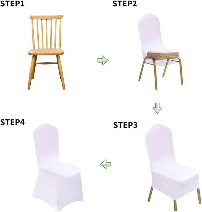 100 Pcs White Washable Removable Universal for Wedding Party Dining Banquet Polyester Spandex Stretch Slipcovers Chair Covers - Image 6