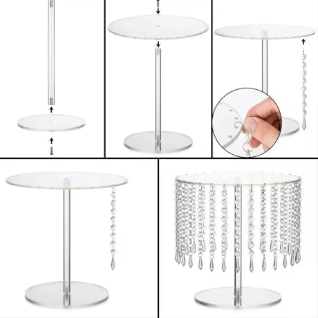 Acrylic cake stand, Acrylic Cake Rack Circular Cupcake Rack Dessert Display Rack With Crystal Chandelier For Wedding Birthday Party Table Decoration(Small)