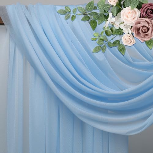 Wedding Arch Draping Fabric 1 Panel Baby Blue Sheer Backdrop Drapes - Image 7