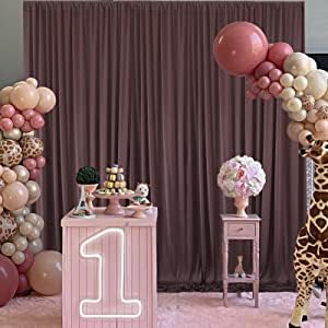 NSSONBEN 20ft×10ft Wrinkle Free Brown Backdrop Curtain for Parties, 4 Panels 5×10ft Soft Silky Polyester Umber Backdrop Drapes for Teddy Bear Bee Birthday Baby Party Wedding Photography - Image 9