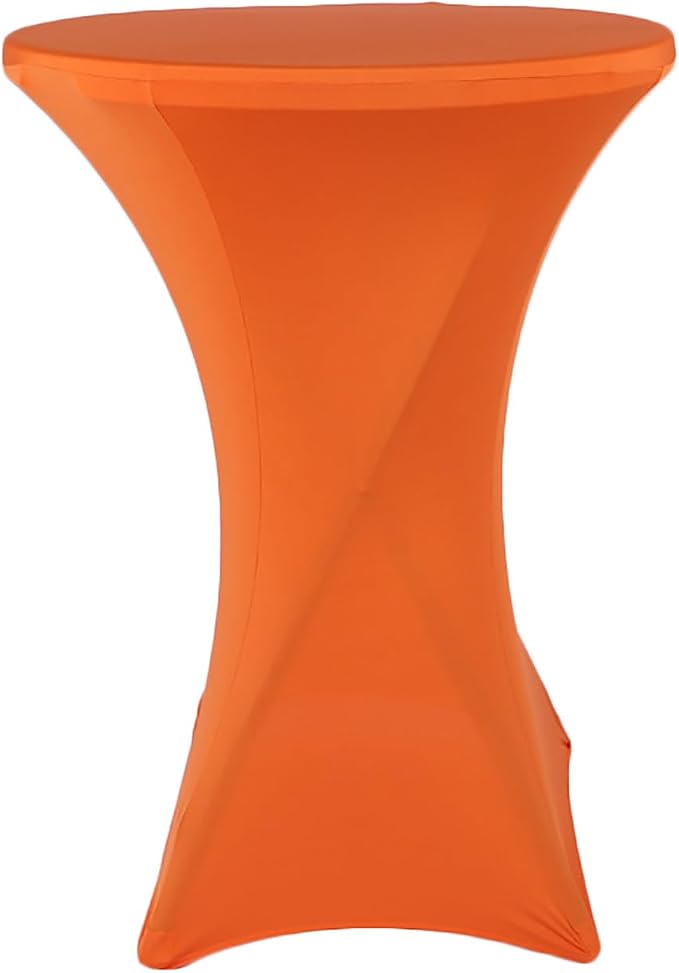Spandex Cocktail Table Covers Orange, 2 Pack 32x43 inch Fitted Tablecloths Round Highboy Stretch Table Cloths for Party, Bar, Wedding, Birthday, Banquet PTC22E - Image 7