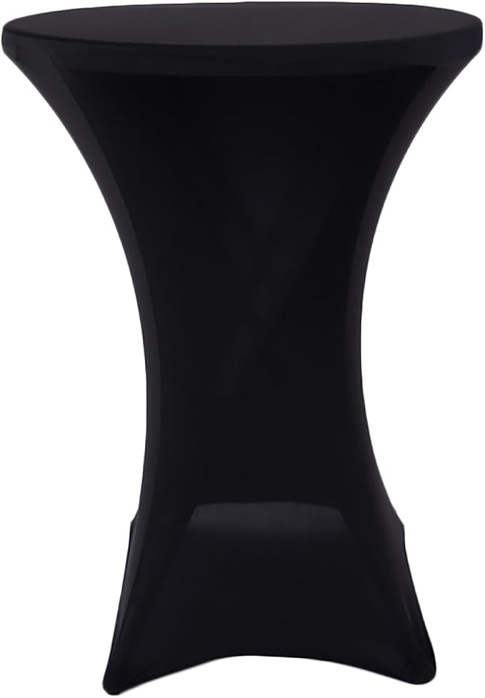 Spandex Cocktail Table Covers Black, 2 Pack 30x43 inch Fitted Tablecloths Round Highboy Stretch Table Cloths for Party, Bar, Wedding, Birthday, Banquet PTC22E - Image 7