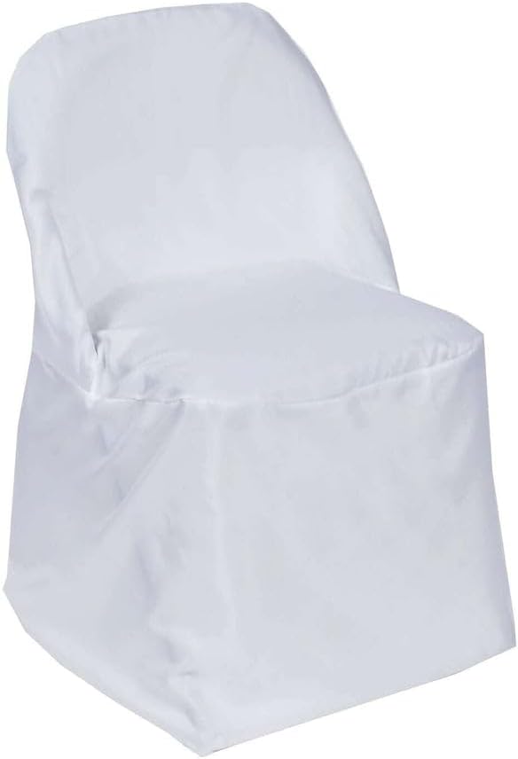 Efavormart 10 Pack White Polyester Folding Chair Covers for Party Dining Chairs Reusable Stain Resistant Wedding Chair Slipcovers - Image 8