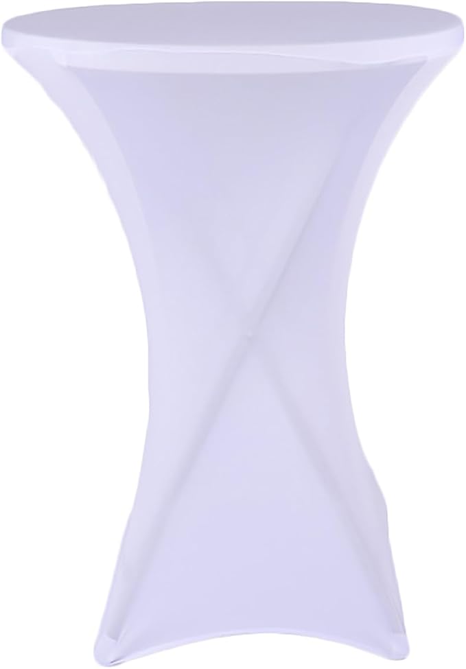 Spandex Cocktail Table Covers White, 4 Pack 30x43 inch Fitted Tablecloths Round Highboy Stretch Table Cloths for Party, Bar, Wedding, Birthday, Banquet PTC22E - Image 7