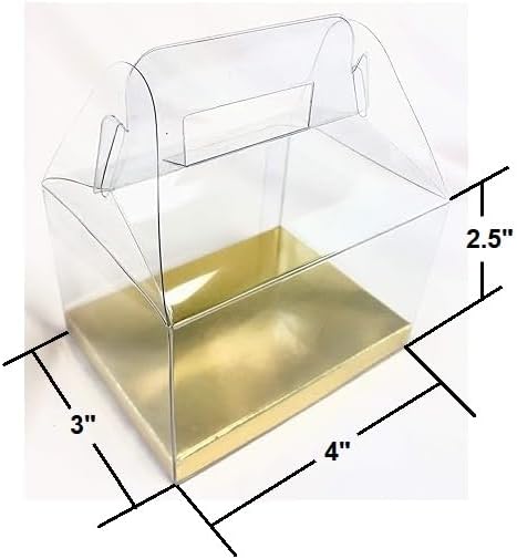 Durapak Supplies 192 PCS 4(W) x3(D) x2.5(H) Mini Gable Handle w/Golden Card Bottom, Clear Plastic PVC Boxes for Party Wedding Favor, Retail Product Packaging and Display - Image 5