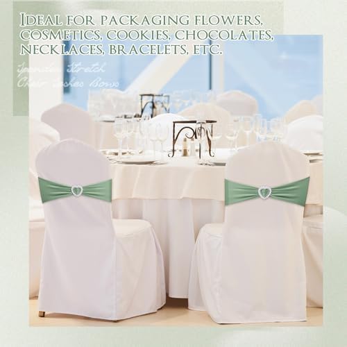 Colingmill 150 Pcs Spandex Chair Sashes Heart Buckle Elastic,Grass Green - Image 7