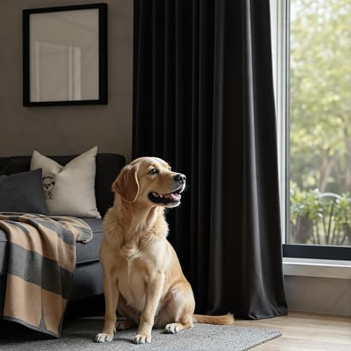 Black Velvet Curtains for Living Room 84 Inch Length 2 Panel Back Tab Pocket Thick Luxury Living Room Darkening Light Blocking Thermal Insulated Black Out Long Drape for Bedroom Halloween Gothic Decor - Image 6