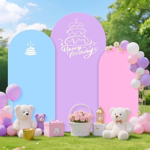 Arch Backdrop Cover Set of 3 Lavender Arch Cover 4ft 5ft 6ft Arch Spandex Cover Wedding Arch Covers Stretchy Backdrop Pink Balloon Arched Covers for Wedding Party Banquet Decoration - Image 6