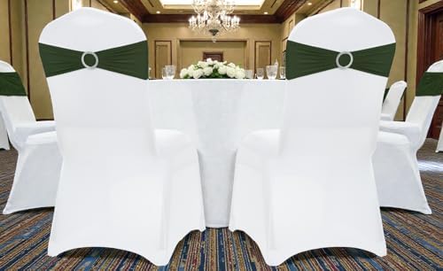 VDS - Olive | Spandex Chair Sashes Bows | 50 PCS | Stretch Elastic Banquet Universal Folding Chair Band Tie with Silver Buckle Slider for Wedding Party Conference Celebration Event Decoration - Image 6