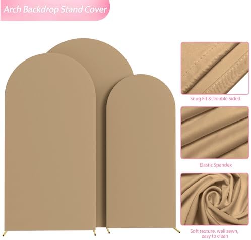 Wokceer Arch Backdrop Cover Khaki Arch Covers Strethy Backdrop Set of 3 - Image 5