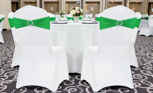 VDS - Light Green | Spandex Chair Sashes Bows | 250 PCS | Stretch Elastic Banquet Universal Folding Chair Band Tie with Silver Buckle Slider for Wedding Party Conference Celebration Event Decoration - Image 6