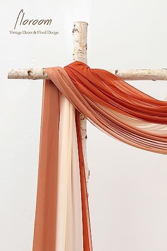 Floroom Wedding Arch Draping Fabric 3 Panels 20Ft Chiffon Fabric Drapes Arbor Drapery Wedding Ceremony Reception Swag Decorations (Terracotta +Coral Peach +Peach) - Image 5