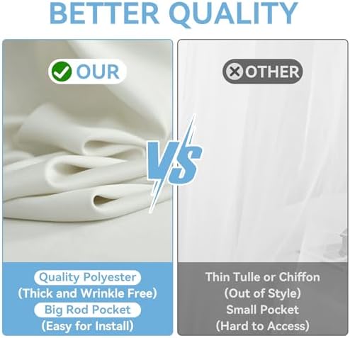 Outpain 20ftx20ft Ivory Backdrop Ceiling Drapes,4Panels 20ft Height Wrinkle Free Tent Draping Curtains, Fabric Drapery Ceiling Drapes for Wedding Ceremony Birthday Theme Parties with Rod Pocket - Image 6