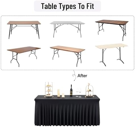 Spandex Tablecloth 5FT Rectangle Table Cover 4 Pack Black Wrinkle-Free - Image 6