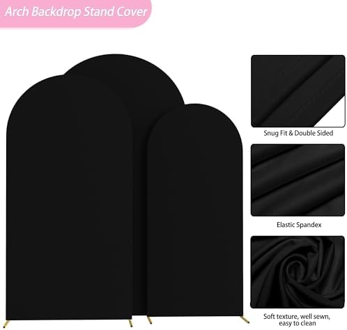 Wokceer Arch Backdrop Cover Black Arch Covers Strethy Backdrop Set of 3 - Image 5