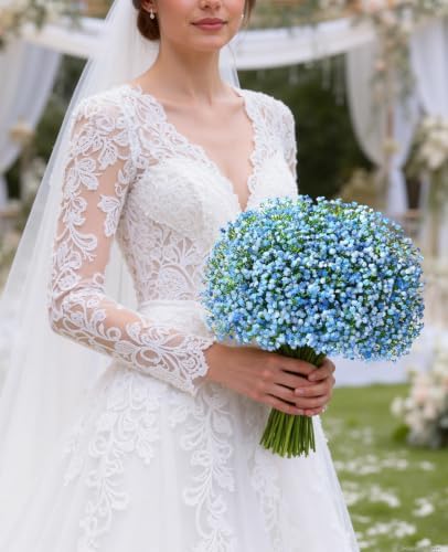 100 Pcs Baby Breath Flowers Artificial Bulk, Blue Babys Breath Fake Flowers - Image 7