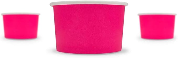 UNIQ 4 oz 1000 Pack Pink Ice Cream Cups | Disposable Leak Resistant Paper Dessert Cups for Ice Cream, Frozen Yogurt & Gelato | Small Food Serving Cups for Parties, Catering & Business - Image 4