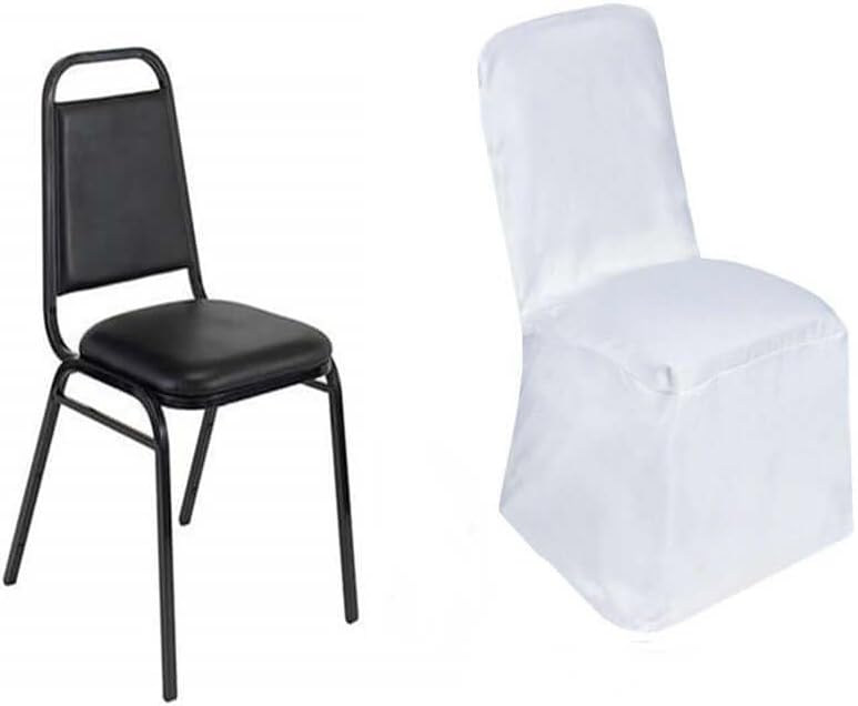 Efavormart 100 PCSWhite Polyester Square Top Banquet Chair Covers, Reusable or 1x Use Chair Covers - Image 7