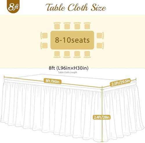2 Pack 8ft Baby Blue Tulle Tablecloths for Rectangle Tables, 8 Foot Rectangular Table Cloth Wrinkle Free Table Cover with Tutu Skirt for Baby Shower Boy Birthday Party Banquet Buffet Cake - Image 6