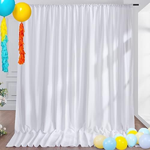 20ft x 10ft White Backdrop Curtain Panels for Parties, Thick Wrinkle Resistant 4 Panels Polyester Wedding Backdrop Drapes for Party Birthday Backdrop Photography Home Decorations - Image 6