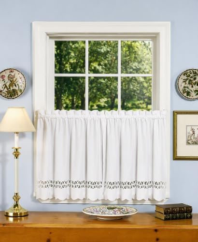 Today's Curtain, Hellina Tapework Tier 36", White, 60" W x 36" L - Image 7