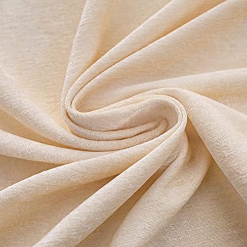 ELKCA Thick Chenille Window Curtains Valance for Living Room, Beige Valance with Beads for Bedroom,Rod Pocket (W98inch,1 Panel) - Image 6