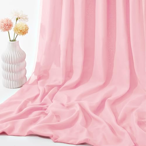 VACVELT Blush Pink Chiffon Wedding Arch Draping Fabric, 2 Panels 30" x 20ft - Image 7