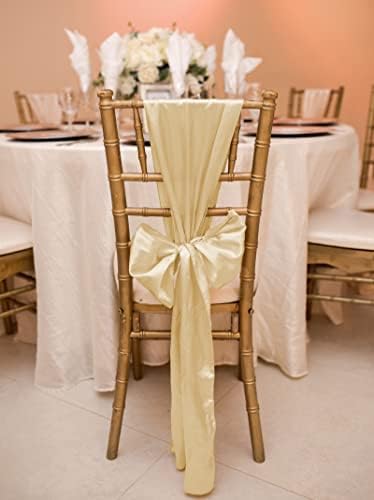 72 Pack Champagne Satin Chair Sashes, 7 x 108 Inch, Wedding Bows - Image 6