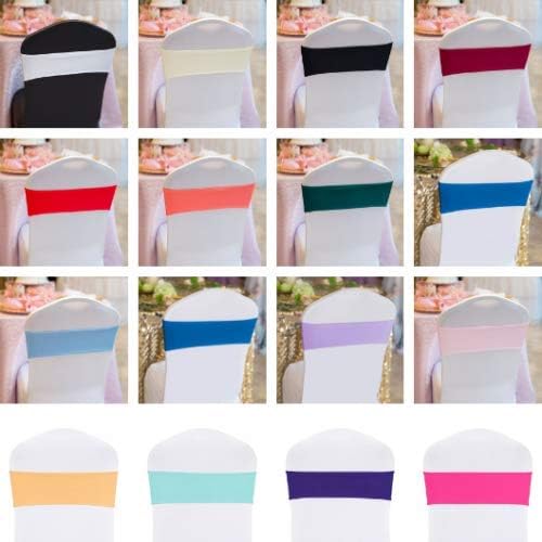 Linenlanding 10/50/100PCS Spandex Stretch Chair Bands Sashes Elastic Chair Sashes Bows for Wedding Party Event Ceremony Reception Banquet Decorations (Gold, 10) - Image 2