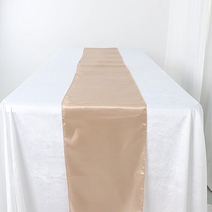 Balsa Circle 10 pcs 12 x 108 inch Nude Satin Table Runners Wedding Table Top Party Supplies Reception Linens Decorations - Image 8